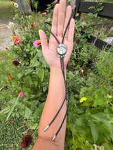 Load image into Gallery viewer, Grey Filly Bolo with Campitos Turquoise in Handcrafted Sterling Silver