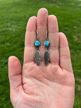 Load image into Gallery viewer, Kingman Nugget Turquoise Feather Drop Earrings in Handcrafted Sterling Silver