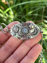 Load image into Gallery viewer, Celestial Elements Bracelet, Handcrafted Sterling with Moon Faced Rainbow Moonstone, 7 3/4”