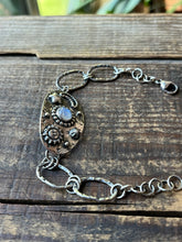 Load image into Gallery viewer, Celestial Elements Bracelet, Handcrafted Sterling with Moon Faced Rainbow Moonstone, 7 3/4”
