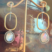 Load image into Gallery viewer, Golden Hour Gemstone Drop Earrings, Silver and Brass, 2 Available Options