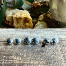 Load image into Gallery viewer, White Buffalo Post Earrings, Handcrafted and Recycled Sterling Silver