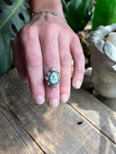 Load image into Gallery viewer, Emerald Basin Variscite Ring in Handcrafted and Stamped Sterling Silver, Size 6.5