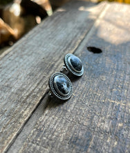 Load image into Gallery viewer, White Buffalo Bordered Post Earrings in Handcrafted Sterling Silver