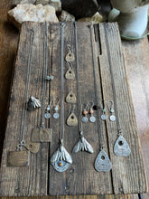 Load image into Gallery viewer, Ouija and Planchette Necklace Pairing in Handcrafted Brass and Sterling Silver 20”Chain