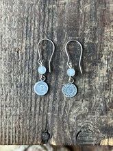 Load image into Gallery viewer, Sun and Moon Charm Drop Earrings, Handcrafted Sterling Silver with Gemstone Bead Settings