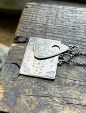 Load image into Gallery viewer, Ouija and Planchette Necklace Pairing in Handcrafted Brass and Sterling Silver 20”Chain