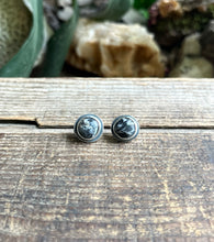 Load image into Gallery viewer, White Buffalo Post Earrings, Handcrafted and Recycled Sterling Silver