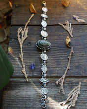 Load image into Gallery viewer, Poseidon Variscite Bracelet in Handcrafted and Stamped Sterling Silver Design, 7-7.5"