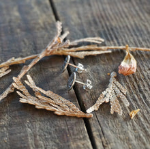 Load image into Gallery viewer, Owl Face Hand Stamped Earrings in Handcrafted Sterling Silver, Post Back