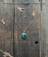 Load image into Gallery viewer, Custom Made to Order Malachite Drop Pendant in Handcrafted and Stamped Sterling Silver, 17"-18" Chain