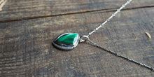 Load image into Gallery viewer, Custom Made to Order Malachite Drop Pendant in Handcrafted and Stamped Sterling Silver, 17"-18" Chain