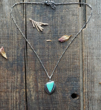 Load image into Gallery viewer, Pilot Mountain Turquoise Pendant in Handcrafted Sterling Silver, 17-18" Chain