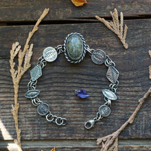 Load image into Gallery viewer, Poseidon Variscite Bracelet in Handcrafted and Stamped Sterling Silver Design, 7-7.5"