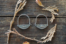 Load image into Gallery viewer, Double Sided Hoops in Handcrafted and Stamped Sterling Silver Earrings