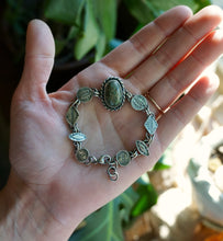 Load image into Gallery viewer, Poseidon Variscite Bracelet in Handcrafted and Stamped Sterling Silver Design, 7-7.5"