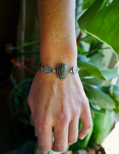 Load image into Gallery viewer, Poseidon Variscite Bracelet in Handcrafted and Stamped Sterling Silver Design, 7-7.5"