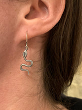 Load image into Gallery viewer, Slithering Snake Earrings in Handcrafted Sterling Silver, Two Options -Drops or Posts