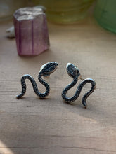 Load image into Gallery viewer, Slithering Snake Earrings in Handcrafted Sterling Silver, Two Options -Drops or Posts