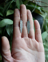 Load image into Gallery viewer, Fern Drop Impression Earrings in Handcrafted Sterling Silver, 5 Available Pairs