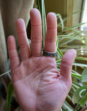 Load image into Gallery viewer, Seafaring Montezuma Turquoise and Shell Ring, Size 9 3/4, Handcrafted and Cast Solid Sterling Silver