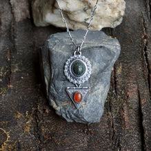 Load image into Gallery viewer, Egyptian Revival Scarab Necklace, Handcrafted Sterling Silver with Scarabs and Hinged Drops, 4 Available Options