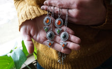 Load image into Gallery viewer, Egyptian Revival Scarab Necklace, Handcrafted Sterling Silver with Scarabs and Hinged Drops, 4 Available Options