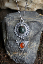 Load image into Gallery viewer, Egyptian Revival Scarab Necklace, Handcrafted Sterling Silver with Scarabs and Hinged Drops, 4 Available Options