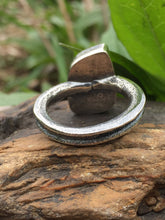 Load image into Gallery viewer, Malachite Ring in Handcrafted Sterling Silver, Thick Fern Stalk Sand Casted Band with Organic Details, US Size 8 1/2