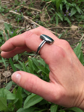 Load image into Gallery viewer, Malachite Ring in Handcrafted Sterling Silver, Thick Fern Stalk Sand Casted Band with Organic Details, US Size 8 1/2
