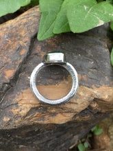 Load image into Gallery viewer, Malachite Ring in Handcrafted Sterling Silver, Thick Fern Stalk Sand Casted Band with Organic Details, US Size 8 1/2