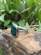 Load image into Gallery viewer, Malachite Ring in Handcrafted Sterling Silver, Thick Fern Stalk Sand Casted Band with Organic Details, US Size 8 1/2