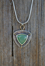 Load image into Gallery viewer, Siberian Green Jade in Handcrafted Sterling Silver Pendant with 18K Gold Details, Set With Sterling Silver 18" Snake Chain