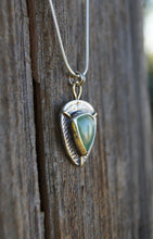 Load image into Gallery viewer, Siberian Green Jade in Handcrafted Sterling Silver Pendant with 18K Gold Details, Set With Sterling Silver 18" Snake Chain