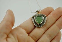 Load image into Gallery viewer, Siberian Green Jade in Handcrafted Sterling Silver Pendant with 18K Gold Details, Set With Sterling Silver 18" Snake Chain