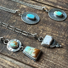 Load image into Gallery viewer, Custom Listing for S. White Buffalo Sun Ray Drop Pendant, Handcrafted Sterling Silver Necklace