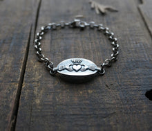 Load image into Gallery viewer, Claddagh Bracelet, Handcrafted Sterling Silver, Wrist Fit Up to 8”