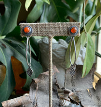 Load image into Gallery viewer, Orange Mexican Fire Opal Earrings with Teardrop