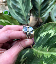 Load image into Gallery viewer, Starry Dreams Ring, Rainbow Moonstone and Tanzanite, Ring Size 8 3/4