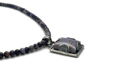 Load image into Gallery viewer, Light Purple Burro Creek Jasper Pendant in Handcrafted Sterling Silver with Sugilite Beaded Chain, 23” Long