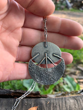 Load image into Gallery viewer, Reserved For T. Large Blue Moon Turquoise Crescent Drop Necklace in Handcrafted Sterling Silver