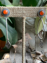 Load image into Gallery viewer, Orange Mexican Fire Opal Earrings with Teardrop