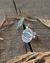 Load image into Gallery viewer, Bursting Ray Post Earrings, Handcrafted and Stamped Sterling Silver Posts