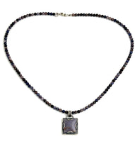 Load image into Gallery viewer, Light Purple Burro Creek Jasper Pendant in Handcrafted Sterling Silver with Sugilite Beaded Chain, 23” Long