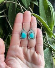 Load image into Gallery viewer, Sonoran Gem Turquoise Stock Tag Earrings, Handcrafted Sterling Silver