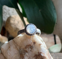 Load image into Gallery viewer, Moon Face Rainbow Moonstone Ring, Size 7 3/4