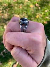 Load image into Gallery viewer, White Buffalo Hand Stamped Ring, Size 8.5