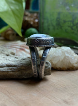 Load image into Gallery viewer, White Buffalo Hand Stamped Ring, Size 8.5