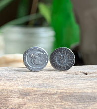 Load image into Gallery viewer, Sun and Moon Earring Pair in Handcrafted Sterling Silver, Post Back