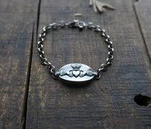 Load image into Gallery viewer, Claddagh Bracelet, Handcrafted Sterling Silver, Wrist Fit Up to 8”